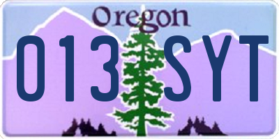OR license plate 013SYT
