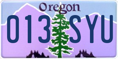 OR license plate 013SYU