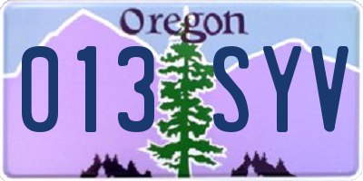 OR license plate 013SYV
