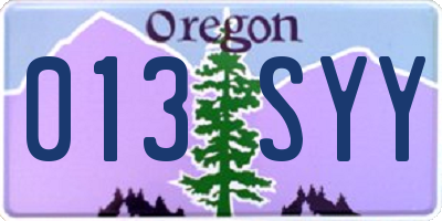 OR license plate 013SYY