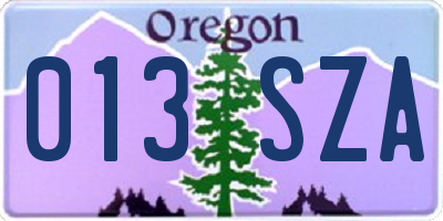OR license plate 013SZA
