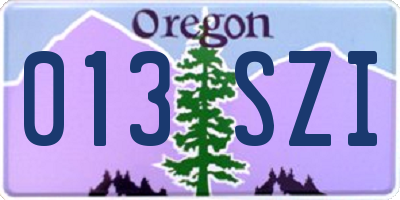 OR license plate 013SZI