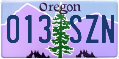 OR license plate 013SZN