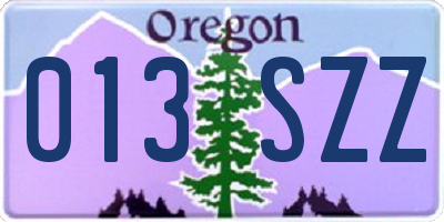 OR license plate 013SZZ