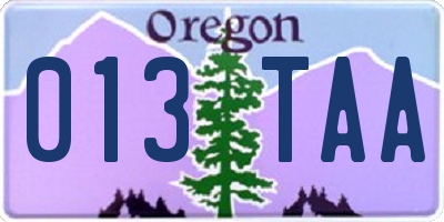 OR license plate 013TAA