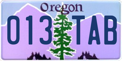 OR license plate 013TAB