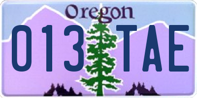 OR license plate 013TAE