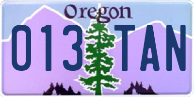 OR license plate 013TAN