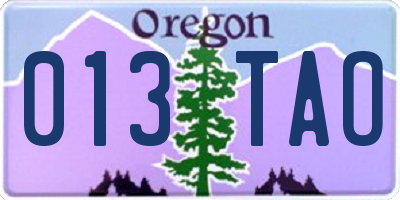 OR license plate 013TAO