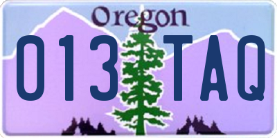 OR license plate 013TAQ
