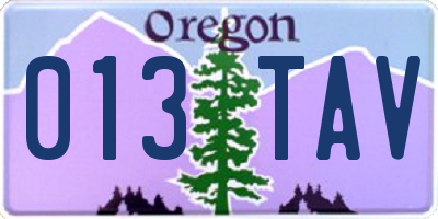 OR license plate 013TAV