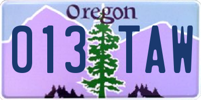 OR license plate 013TAW