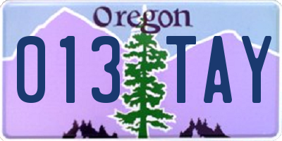 OR license plate 013TAY