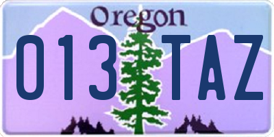 OR license plate 013TAZ