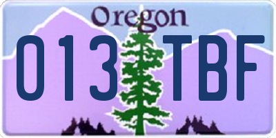 OR license plate 013TBF