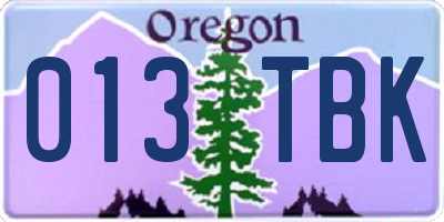 OR license plate 013TBK