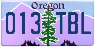 OR license plate 013TBL