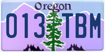 OR license plate 013TBM