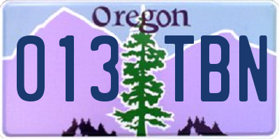 OR license plate 013TBN