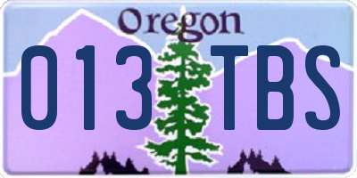 OR license plate 013TBS