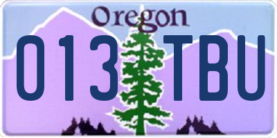 OR license plate 013TBU