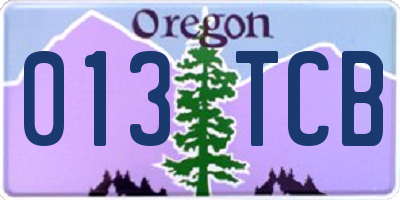 OR license plate 013TCB