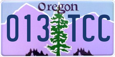 OR license plate 013TCC