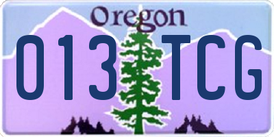 OR license plate 013TCG
