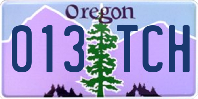 OR license plate 013TCH