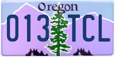 OR license plate 013TCL