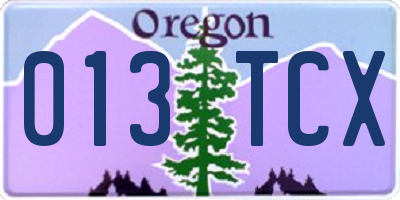OR license plate 013TCX