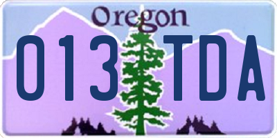 OR license plate 013TDA