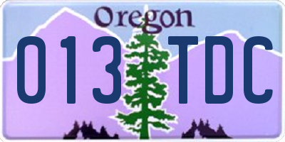 OR license plate 013TDC