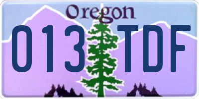 OR license plate 013TDF