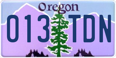 OR license plate 013TDN