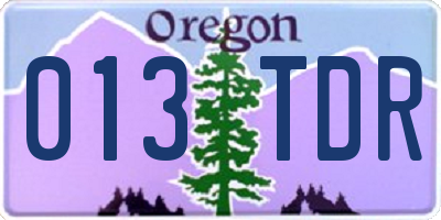 OR license plate 013TDR