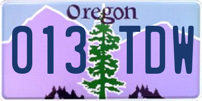OR license plate 013TDW