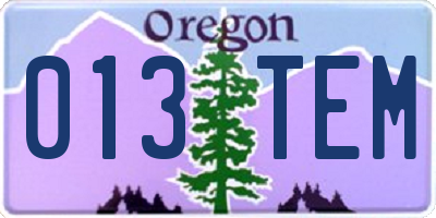 OR license plate 013TEM