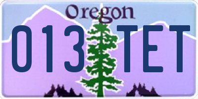 OR license plate 013TET