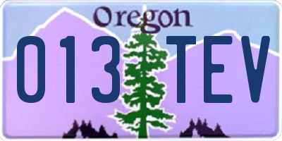 OR license plate 013TEV