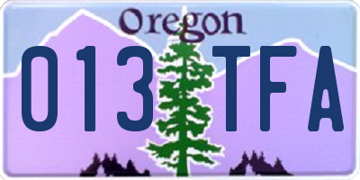 OR license plate 013TFA