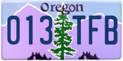 OR license plate 013TFB