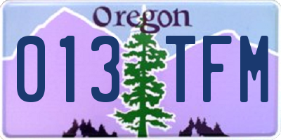 OR license plate 013TFM