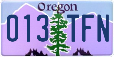 OR license plate 013TFN