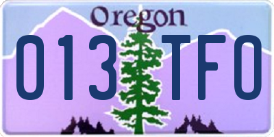 OR license plate 013TFO