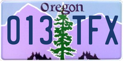 OR license plate 013TFX