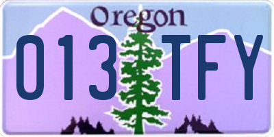 OR license plate 013TFY