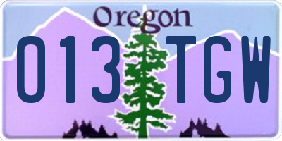 OR license plate 013TGW