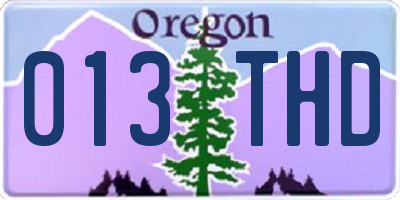 OR license plate 013THD