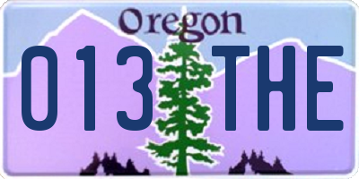 OR license plate 013THE